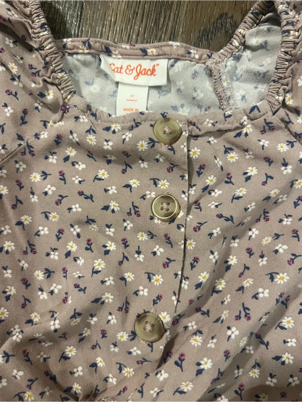 Cat & Jack Mauve Floral Button Two-Piece Set - Cropped